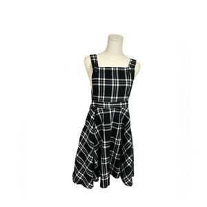 Hell Bunny Islay Black & White Plaid Pinafore Dress Jumper Size XL UK 16 Overall